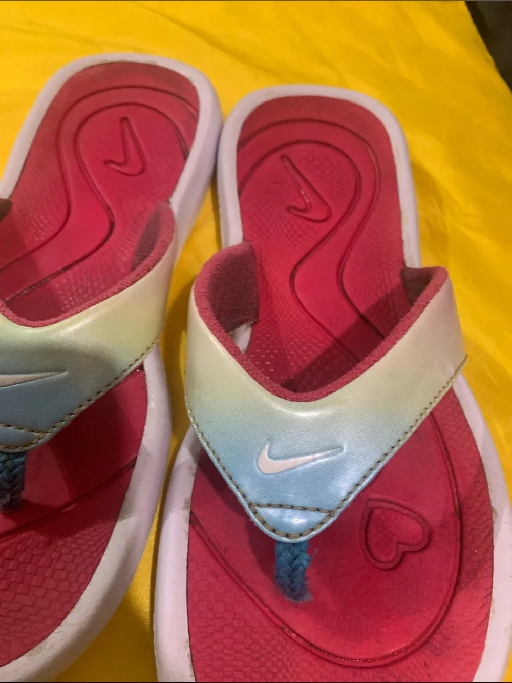 Nike Kids Iridescent Strap Pink Footbed Flip Flops